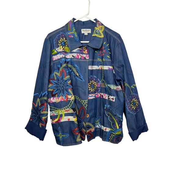 Norm Thompson Vintage Vibes Denim Blue Jean Jacket Women's X Large XL Petite - Picture 1 of 16
